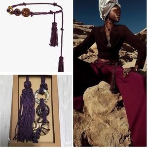 Zara rope &  glass chunky beads & tassels belt